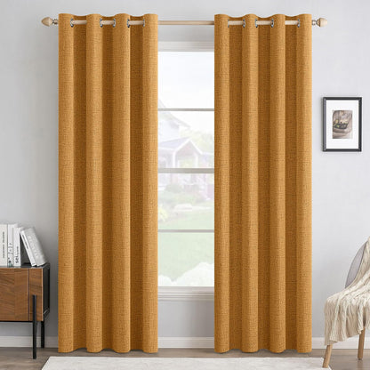 MIULEE 100% Blackout Linen Curtains for Bedroom 52x90 Inches Natural Beige