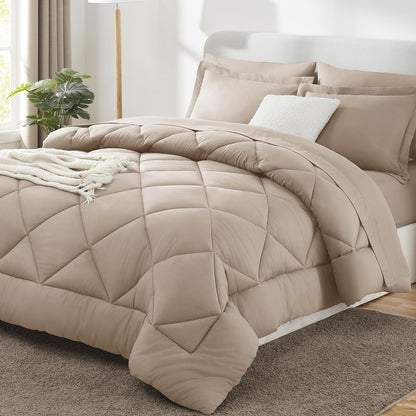 CozyLux Full Comforter Set 82"x86" Dark Grey - 7 Piece Bed in a Bag