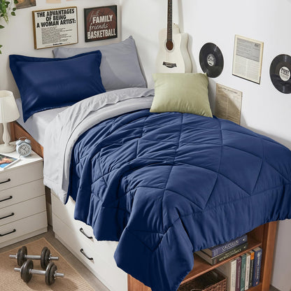 HEVUMYI 7-Piece Queen Comforter Set, Dark Grey Bed in a Bag