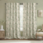 Boho Floral 100% Blackout Curtains 84 Inch 2 Panels Linen Texture