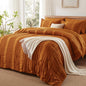 DHSFKBE Floral Comforter Set Queen Size,7 Piece Orange Bed in a Bag, Elegant Flower Pattern Comforter Set with Sheet, Soft Microfiber Complete Bedding Sets for All Season