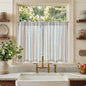 jinchan Linen Striped Tier Curtains for Kitchen Windows Green 26 x 24 inch
