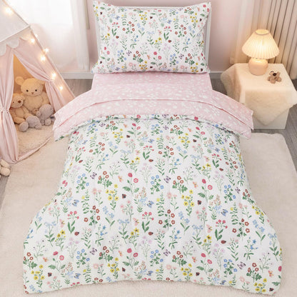 david's kids 4 Piece Toddler Bedding Set - Soft Breathable Toddler Bedding Set for Boys Girls, Includes Quilted Comforter, Flat Sheet, Fitted Sheet and Pillowcase, Dinosaur Navy