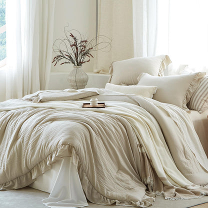 Sage Green Ruffle 3 Pieces Comforter Queen Shabby Chic Bedding