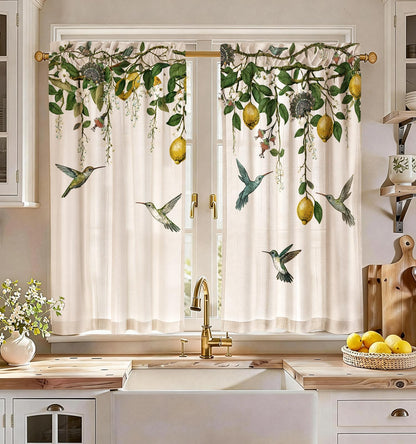 Miss Adola 36 Inch Length Kitchen Tier Curtains Pumpkin Leaf Cafe Curtains