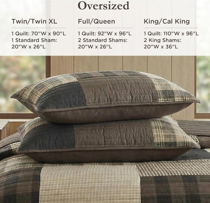 Woolrich Quilt Set Queen, Southwestern Aztec Bedding, Reversible Lightweight Bedspread, Oversized Rustic Cabin Quilt Set, Western Farmhouse Bedding with Matching Shams, Black
