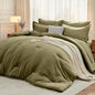 MUXHOMO Full Comforter Set 7 Pieces, Soft Bed in a Bag, Beige