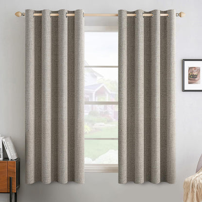 MIULEE 100% Blackout Linen Curtains for Bedroom 52x90 Inches Natural Beige
