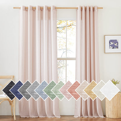 NICETOWN Semi Sheer Linen Ivory Curtains for Bedroom, W52xL84, 2 Panels