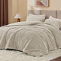 BEDELITE Fluffy Queen Comforter Set, Dark Grey Fleece Bed Set 3 Pieces