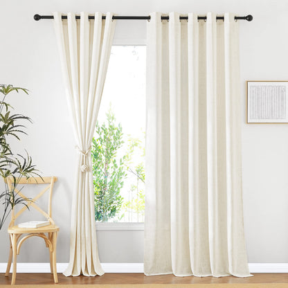 NICETOWN Semi Sheer Linen Ivory Curtains for Bedroom, W52xL84, 2 Panels