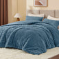 BEDELITE Fluffy Queen Comforter Set, Dark Grey Fleece Bed Set 3 Pieces