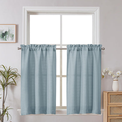 Chyhomenyc 2 Panels White Kitchen Curtains 36 Inch Length Tier Curtain