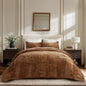 EverGrace Stripe Channel Luxury Velvet Quilt Set King Size, Beige Taupe