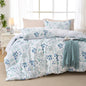 MUXHOMO Duvet Cover King Size, 3-Piece Floral Grey-Blue Bedding Set