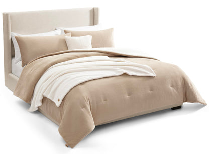 UGG Remina Queen Comforter Set with Throw Blanket & Pillow, 5-Piece, Beige