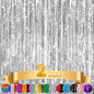 GCB 2Pack Black Metallic Tinsel Foil Fringe Curtain, Black Curtain Backdrop