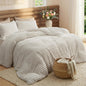 Bedsure Large Queen Fluffy Comforter Set, Cozy Fleece Cream White Bedding