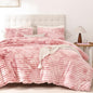 Smoofy Fluffy Queen Size Comforter 3 PCS - Pink Fleece Bedding Set