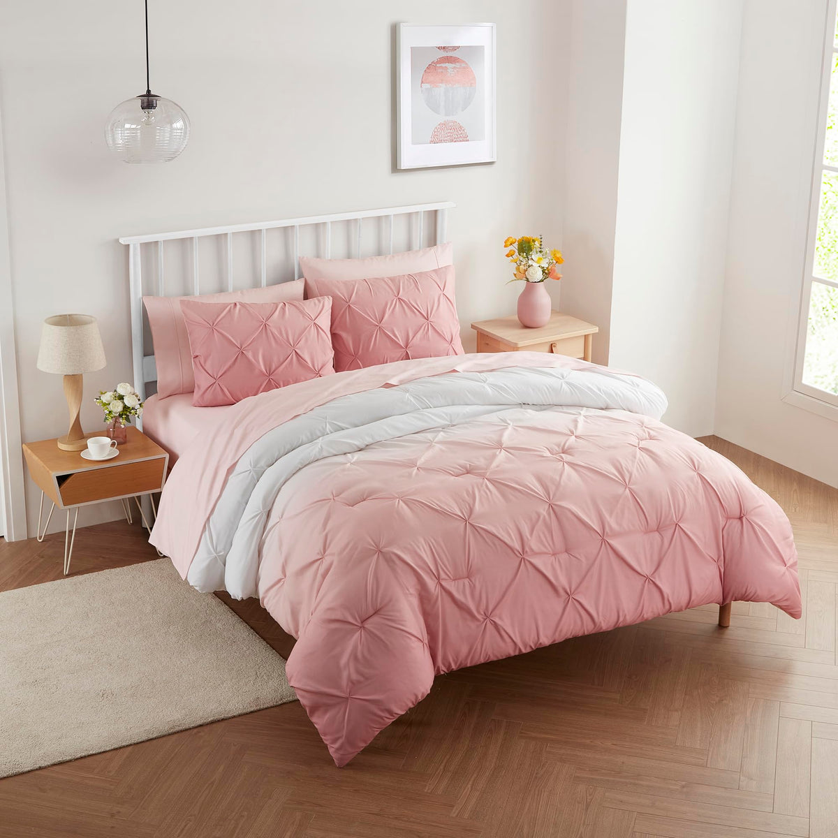Full Size Comforter Set with Sheets - 7-Piece Bedding Collection - 1 Comforter, 1 Fitted Sheet, 1 Flat, 4 Pillowcases - Deep Pocket - Soft & Breathable Premium Quality - Ideal for All Seasons, Gray