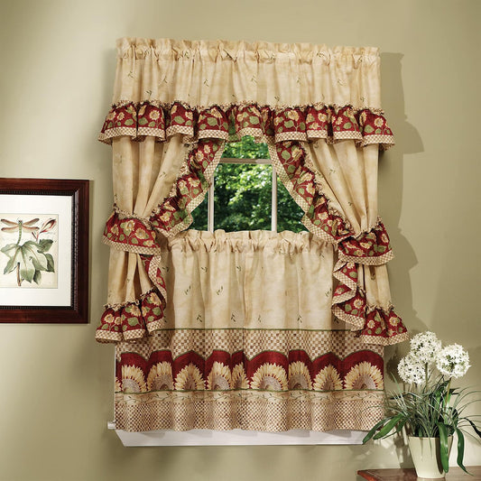 ACHIM Printed Cottage Curtain Set, 57 x 36 in, Sunflower, Light Filtering