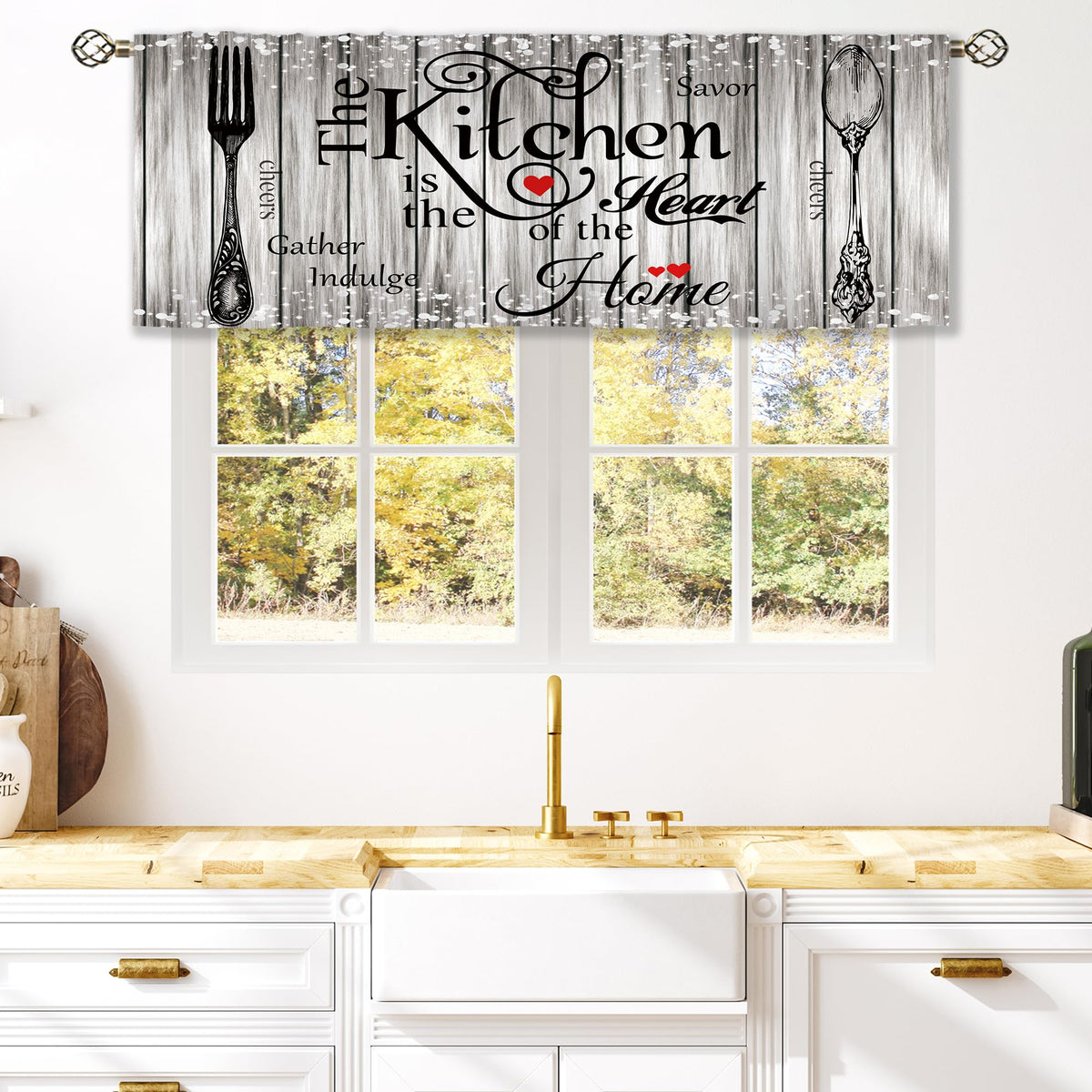 Teal Farmhouse Daisy Kitchen Curtains Wooden Flower Small Short Cafe Window Curtains Rustic Floral Butterfly Country Bathroom Drapes Treatment Tier Curtains 2 Panels (27.5x39 Inch)