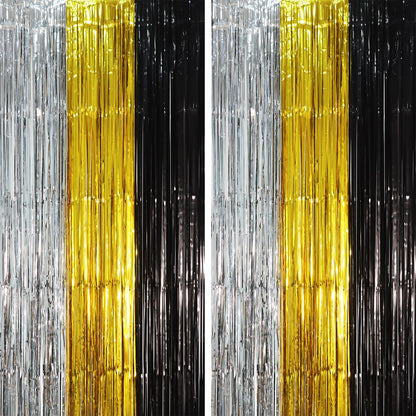 Voircoloria Laser Pink Foil Fringe Backdrop Curtains,3.3x6.6ft, 2 Pack