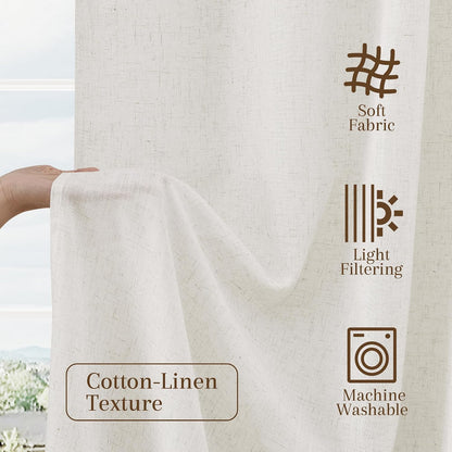 Nanspring Linen Kitchen Window Curtains Over Sink for Cafe 36x36 Inch Cream