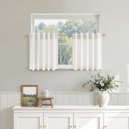 Nanspring Linen Kitchen Window Curtains Over Sink for Cafe 36x36 Inch Cream