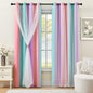 XiDi Blackout Curtains for Girls Bedroom Decor Pink Kids Rainbow Curtains
