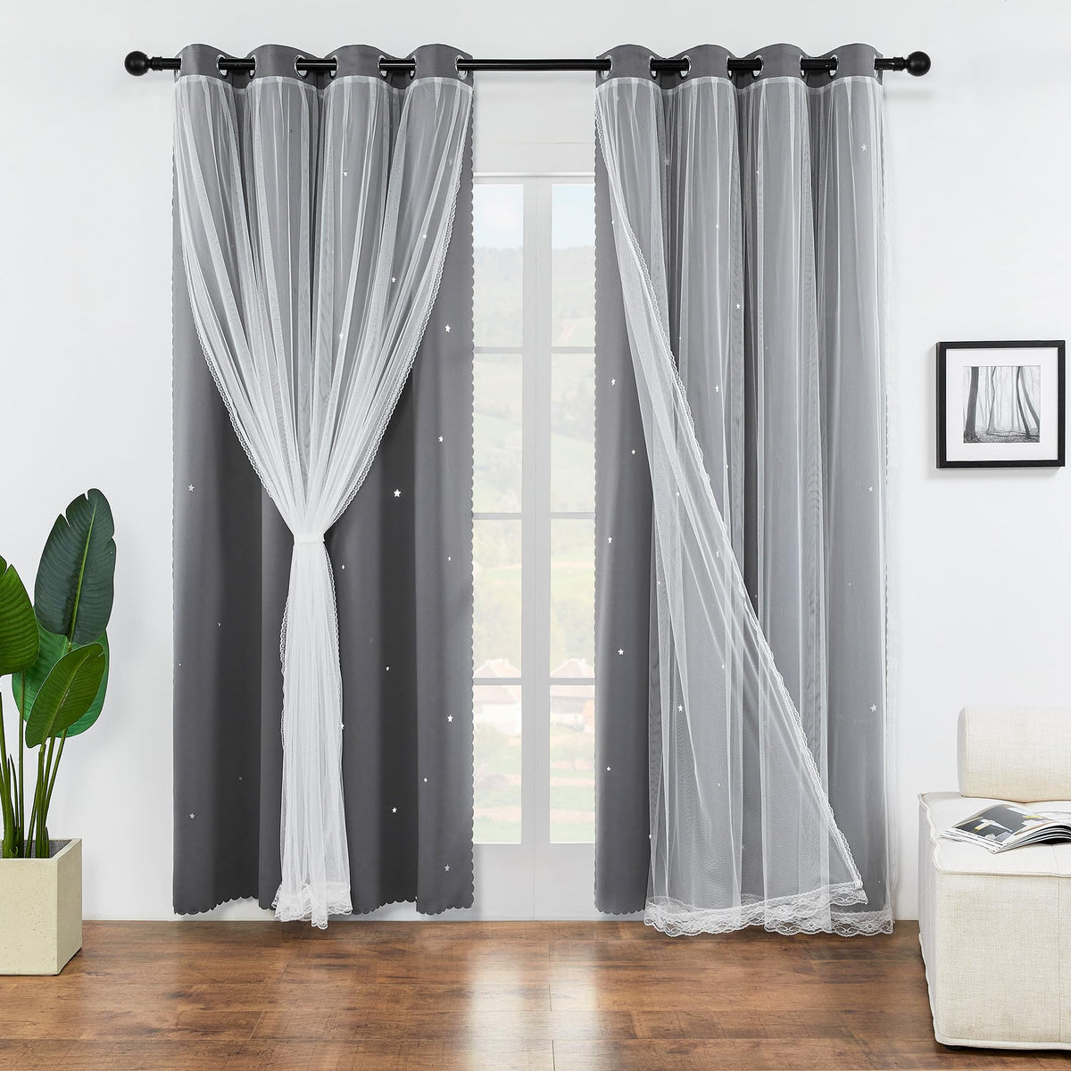 XiDi Blackout Curtains for Girls Bedroom Decor Pink Kids Rainbow Curtains