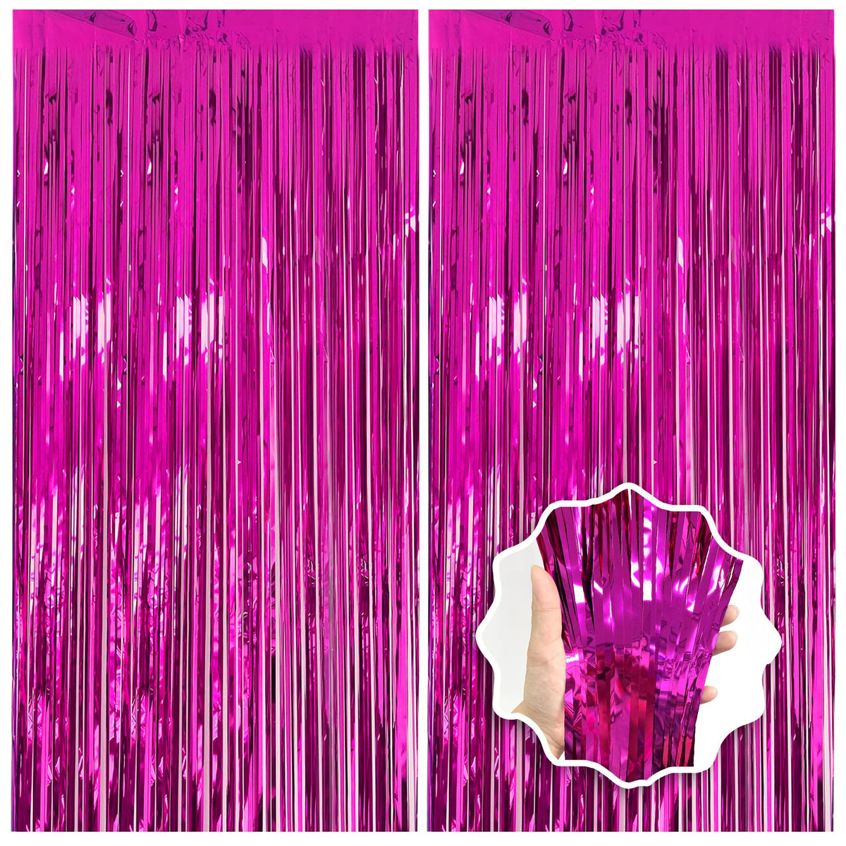 2 Pack Foil Curtain Backdrop Curtains Silver Tinsel Door Streamers Birthday Party Decorations Photo Backdrop Props for Party Graduation Wedding Bachelorette Christmas Baby Shower