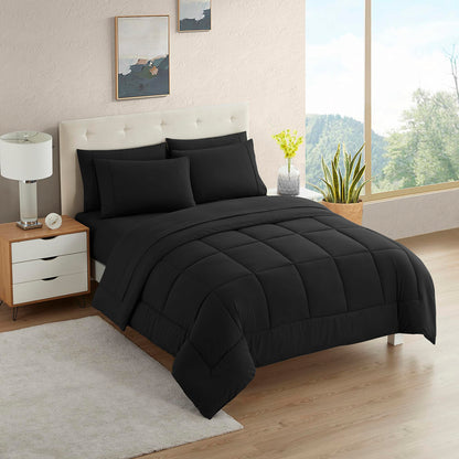 Full Size Comforter Set with Sheets - 7-Piece Bedding Collection - 1 Comforter, 1 Fitted Sheet, 1 Flat, 4 Pillowcases - Deep Pocket - Soft & Breathable Premium Quality - Ideal for All Seasons, Gray