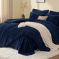 EXQ Home Queen Fluffy Comforter Set,7 Pieces Bed in a Bag,Black