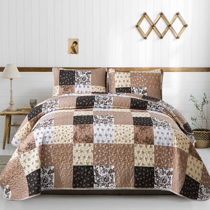 Mybedsoul Boho Quilts Queen Size, Patchwork Floral Bedding Set, Blue