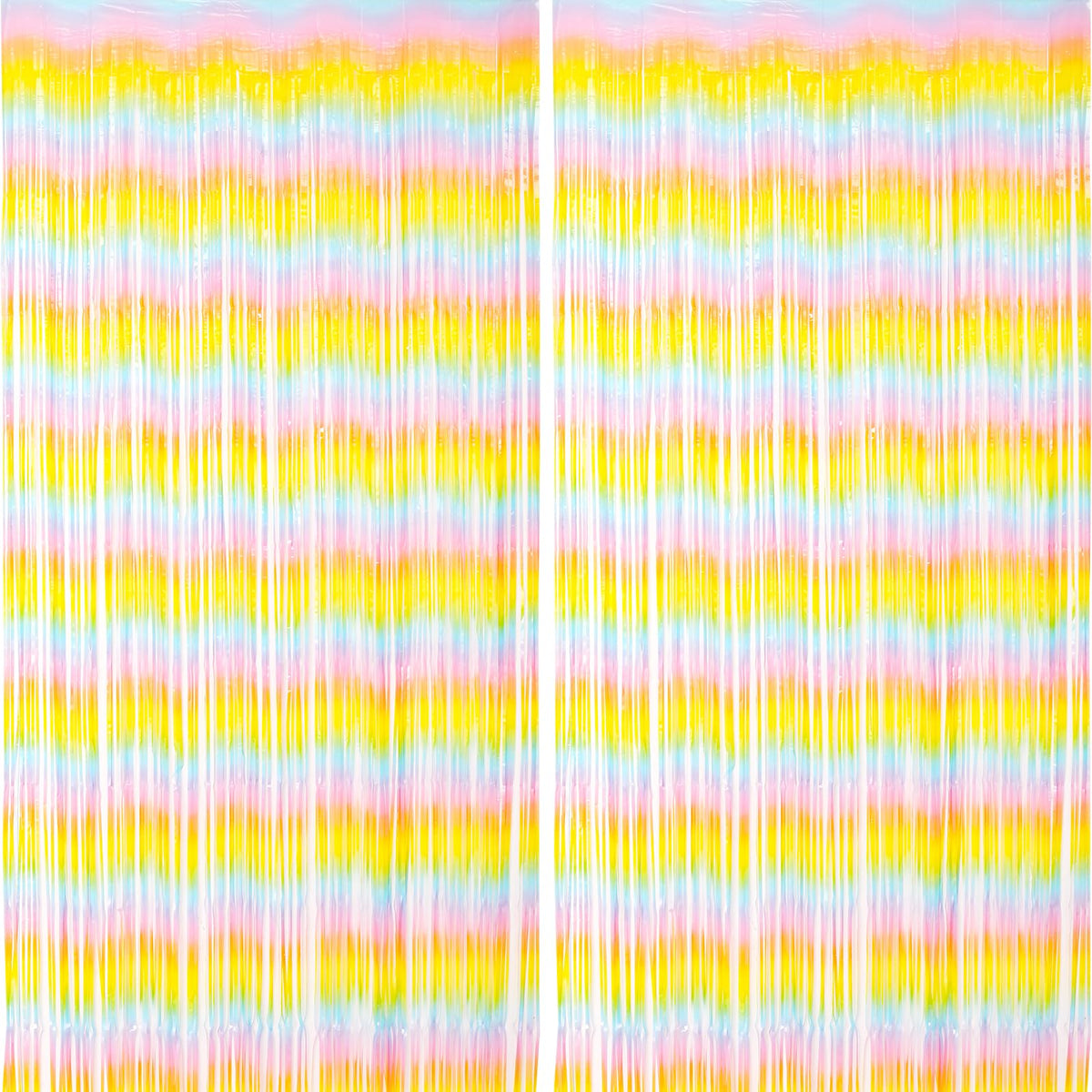Voircoloria Laser Pink Foil Fringe Backdrop Curtains,3.3x6.6ft, 2 Pack