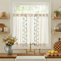 jinchan Beige Floral Linen Kitchen Tier Curtains 50x45 Inch 2 Panels