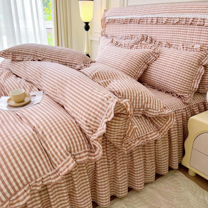 LifeTB Queen Comforter Set Fluffy Plaid Checkered Pattern Modern Style Geometric Comforter with 2 Pillow Shams Grid Plaid Bedding Comforter for Boys Men All Season Queen Size Bed Comforter Set