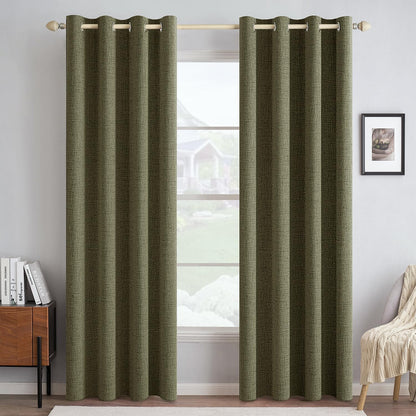 MIULEE 100% Blackout Linen Curtains for Bedroom 52x90 Inches Natural Beige