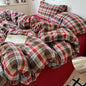 LifeTB Queen Comforter Set Fluffy Plaid Checkered Pattern Modern Style Geometric Comforter with 2 Pillow Shams Grid Plaid Bedding Comforter for Boys Men All Season Queen Size Bed Comforter Set