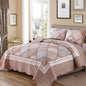 VIVILINEN Blue Floral Patchwork Quilt Set King Size Reversible Quilted Bedding Set with 2 Pillowcases