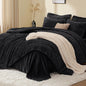 EXQ Home Queen Fluffy Comforter Set,7 Pieces Bed in a Bag,Black