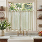 jinchan Linen Striped Tier Curtains for Kitchen Windows Green 26 x 24 inch