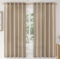 MIULEE Faux Linen Curtains 84 Inch Length 2 Panels Natural Semi Sheer Curtain with Back Tab Rod Pocket, Light Filtering Window Privacy Burlap Drapes for Living Room Bedroom 42W x 84L Linen