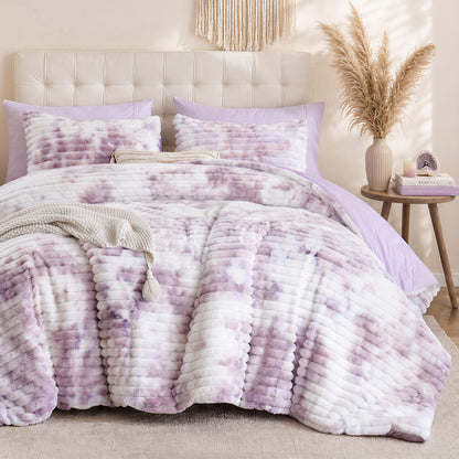 Smoofy Fluffy Queen Size Comforter 3 PCS - Pink Fleece Bedding Set