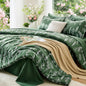 MUXHOMO Queen Comforter Set, 7-Piece Floral Bed in a Bag, Sage Green
