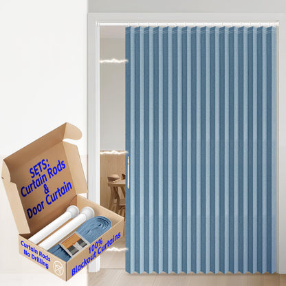 AJAZZ Blackout Accordion Door Magnetic Door Curtain Folding Closet Doors Curtain Invisible for Bedroom Room Living Room Doorway, Grey 42" W x 78" L, 1 Panel