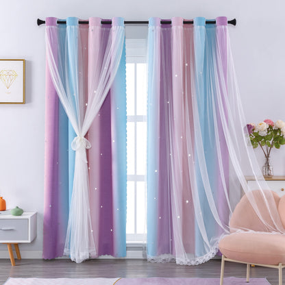 XiDi Blackout Curtains for Girls Bedroom Decor Pink Kids Rainbow Curtains