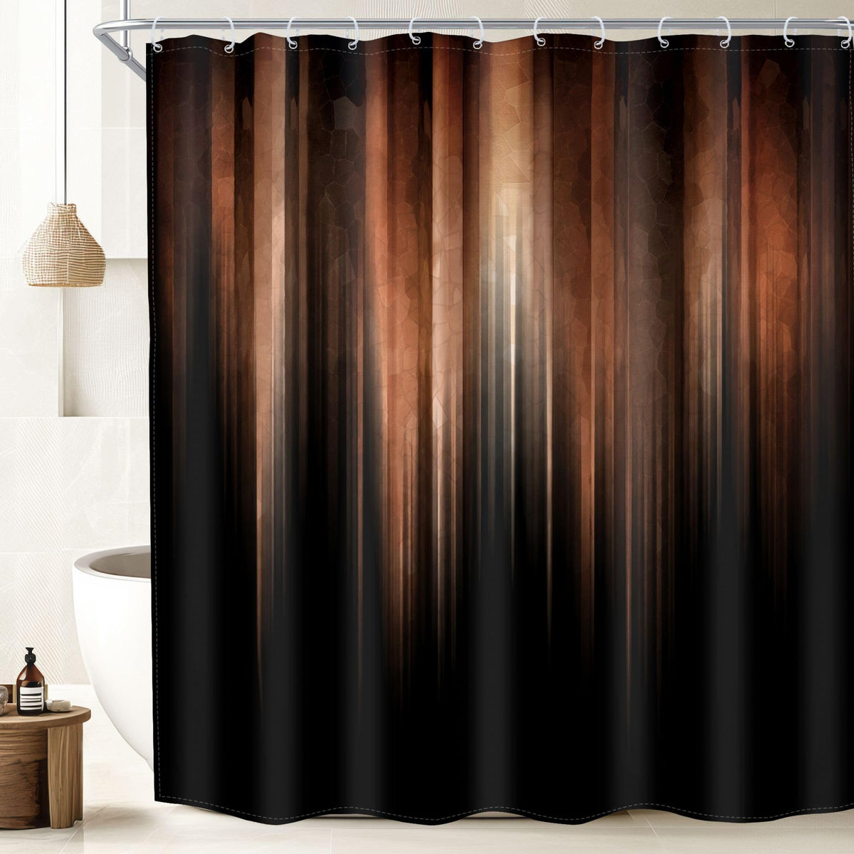 Rustic Brown Striped Shower Curtain Abstract Ombre Vintage Modern Masculine