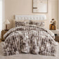 YIKUSH Queen Faux Fur Soft Comforter Set, Fluffy Linen Rabbit Fur Comforter